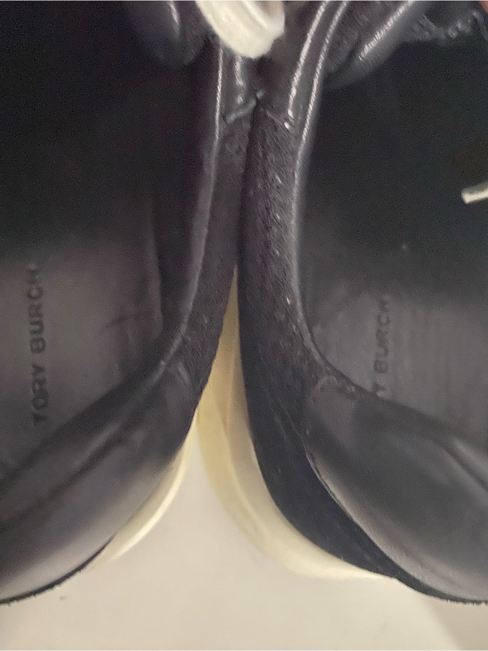 Tory Burch Black Leather Lace Up Sneakers Size 10M Used - Picture 7 of 9
